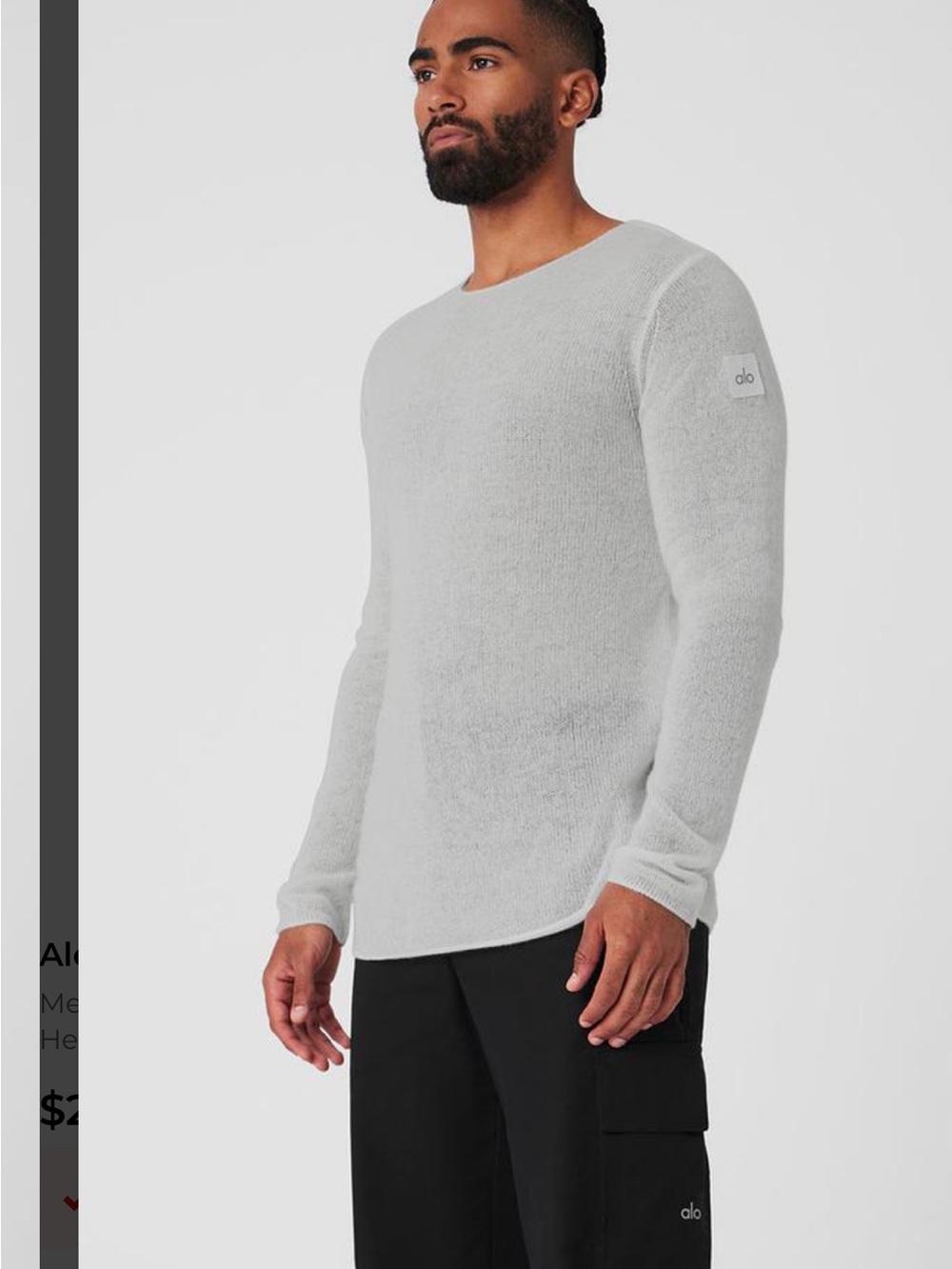 ALO Yoga Men's Cashmere crew neck sweater.light weight